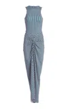 Silvia Tcherassi Leni Gathered Jersey Maxi Dress In Blue