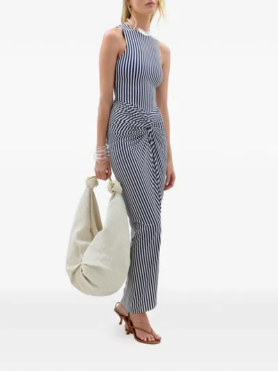 Silvia Tcherassi Leni Striped Twisted Sleeveless Maxi Dress In Blue