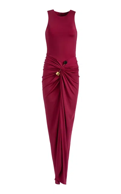 Silvia Tcherassi Leni Ruched Maxi Dress In Burgundy