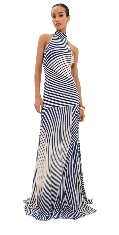 Silvia Tcherassi Leonore Maxi Dress Blue Stripes