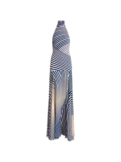 Silvia Tcherassi Leonore Striped Halterneck Maxi Dress In Multi
