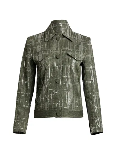 Silvia Tcherassi Lesath Sequin-embellished Cropped Jacket In Green