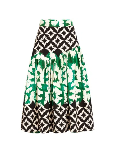 Silvia Tcherassi Libby Asymmetric-seam Midi Skirt In Green