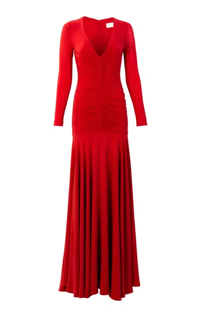 Silvia Tcherassi Lina Gathered Silk Blend Dress In Red