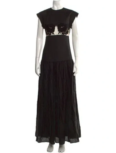 Pre-owned Silvia Tcherassi Linen Long Dress In Black
