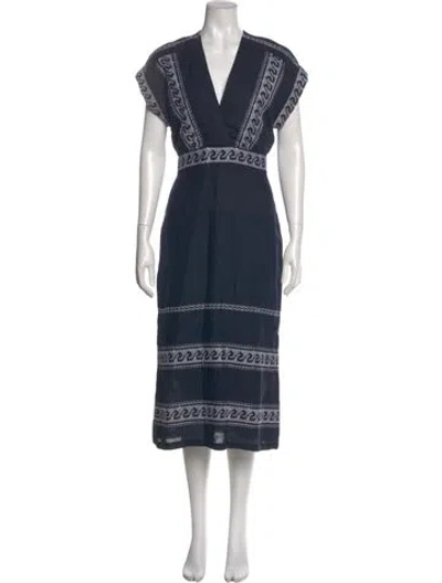 Pre-owned Silvia Tcherassi Linen Long Dress In Blue