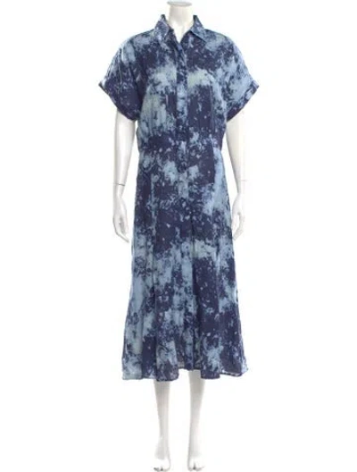 Pre-owned Silvia Tcherassi Linen Long Dress In Blue