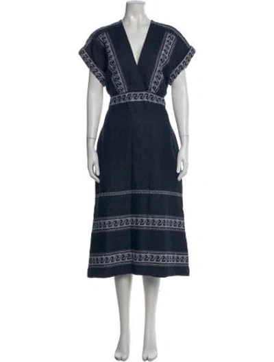 Pre-owned Silvia Tcherassi Linen Long Dress In Blue