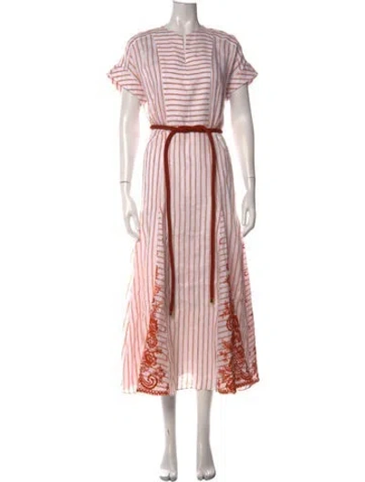 Pre-owned Silvia Tcherassi Linen Long Dress In Brown