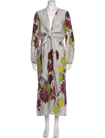 Pre-owned Silvia Tcherassi Linen Long Dress In Multi
