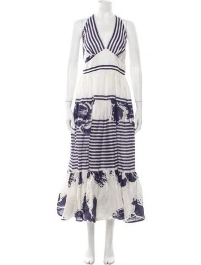Pre-owned Silvia Tcherassi Linen Long Dress In Multicolor
