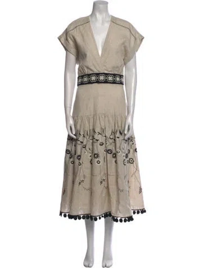 Pre-owned Silvia Tcherassi Linen Long Dress In Neutral