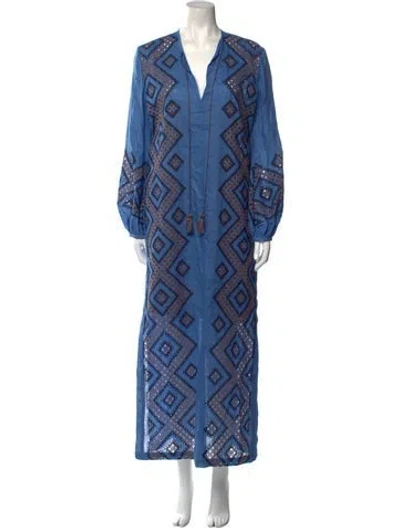 Pre-owned Silvia Tcherassi Linen Long Dress W/ Tags In Blue