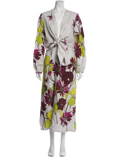 Pre-owned Silvia Tcherassi Linen Long Dress W/ Tags In Multi