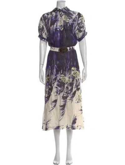Pre-owned Silvia Tcherassi Linen Long Dress W/ Tags In Multi