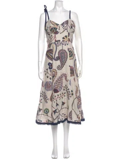 Pre-owned Silvia Tcherassi Linen Long Dress W/ Tags In Neutral