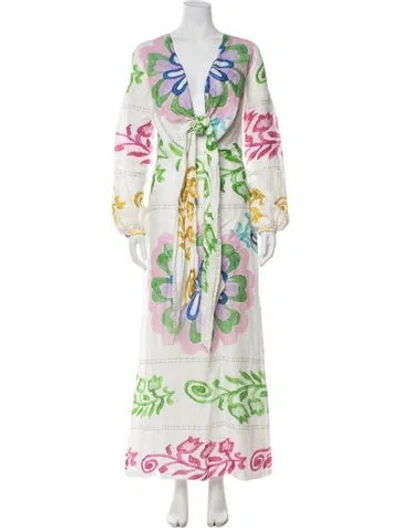 Pre-owned Silvia Tcherassi Linen Long Dress In White