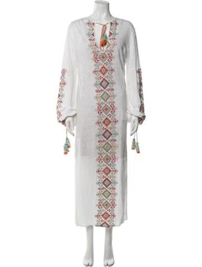Pre-owned Silvia Tcherassi Linen Long Dress In White