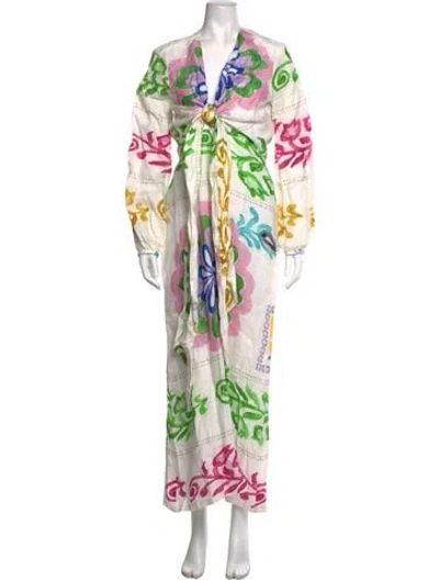 Pre-owned Silvia Tcherassi Linen Long Dress In White