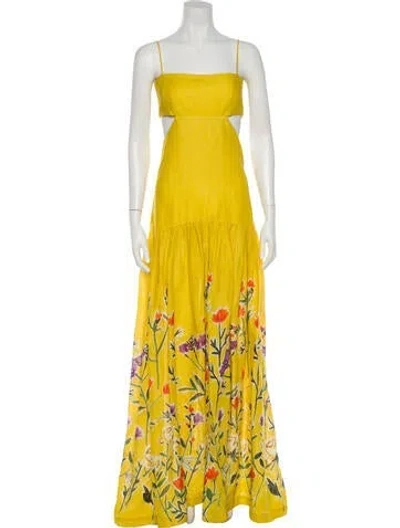 Pre-owned Silvia Tcherassi Linen Long Dress In Yellow