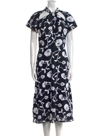 Pre-owned Silvia Tcherassi Linen Midi Length Dress In Blue