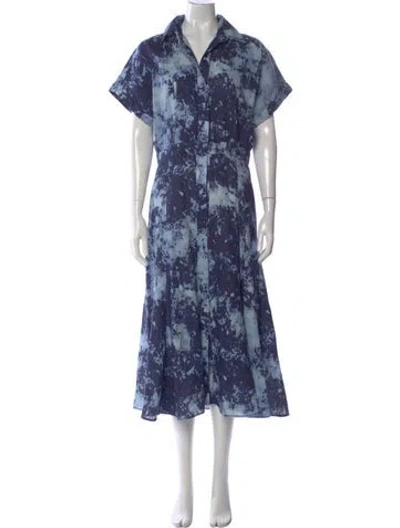 Pre-owned Silvia Tcherassi Linen Midi Length Dress In Blue