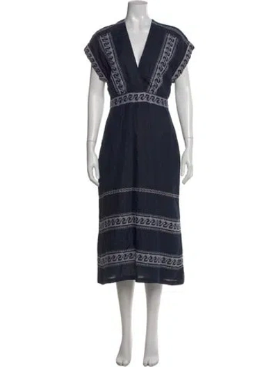 Pre-owned Silvia Tcherassi Linen Midi Length Dress In Blue