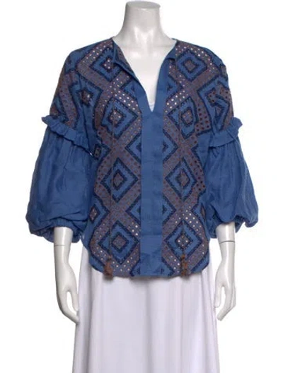 Pre-owned Silvia Tcherassi Linen Midi Length Dress In Blue