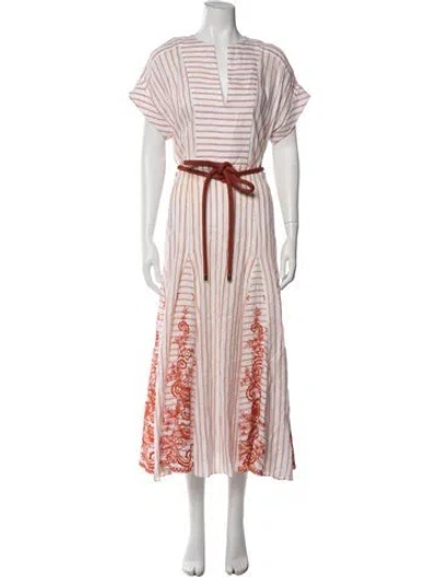 Pre-owned Silvia Tcherassi Linen Midi Length Dress In Multi