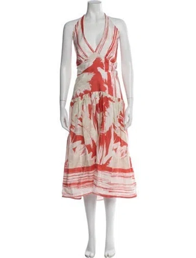 Pre-owned Silvia Tcherassi Linen Midi Length Dress In Multicolor