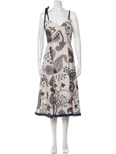 Pre-owned Silvia Tcherassi Linen Midi Length Dress In Neutrals