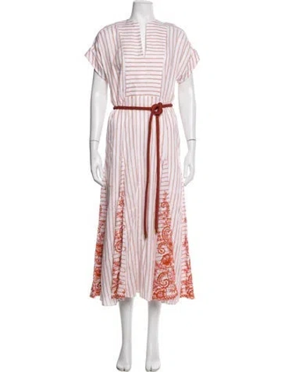 Pre-owned Silvia Tcherassi Linen Midi Length Dress In Orange