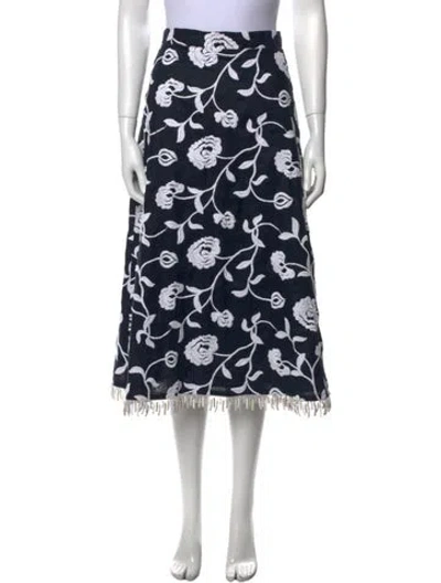 Pre-owned Silvia Tcherassi Linen Midi Length Skirt In Blue