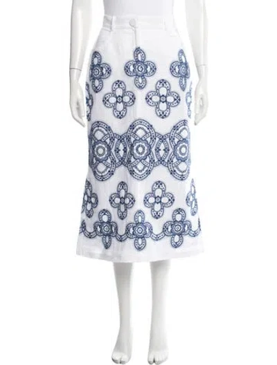 Pre-owned Silvia Tcherassi Linen Midi Length Skirt In White