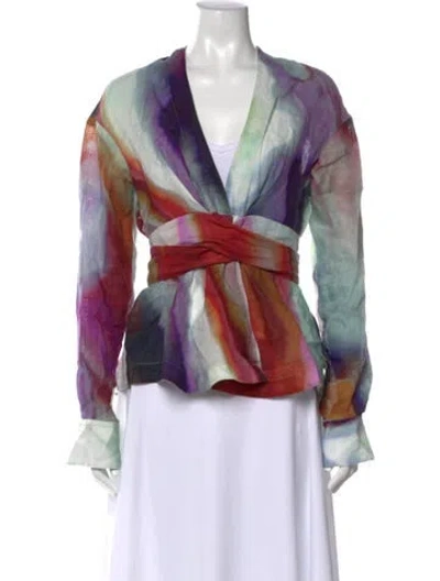 Pre-owned Silvia Tcherassi Linen Printed Blouse In Multi