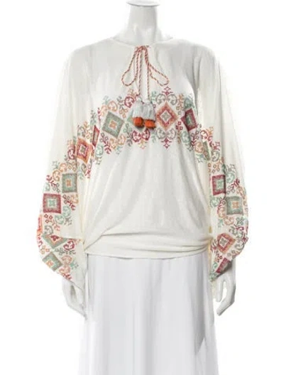 Pre-owned Silvia Tcherassi Linen Printed Blouse W/ Tags In Neutral