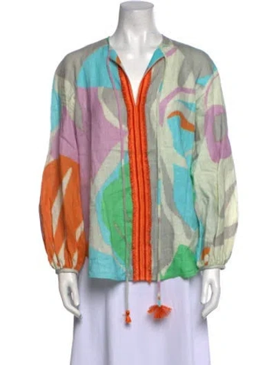 Pre-owned Silvia Tcherassi Linen Printed Tunic In Multi