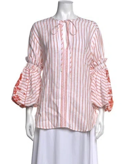 Pre-owned Silvia Tcherassi Linen Striped Blouse W/ Tags In Multicolor