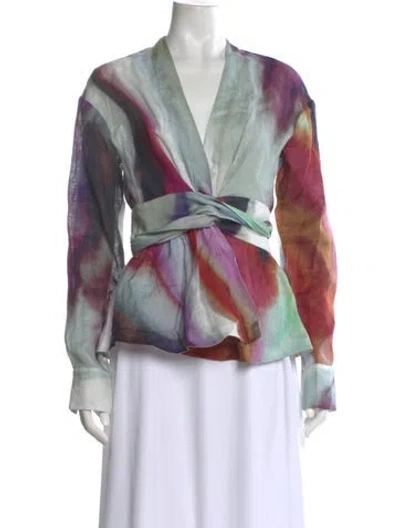Pre-owned Silvia Tcherassi Linen Tie-dye Print Blouse In Multi