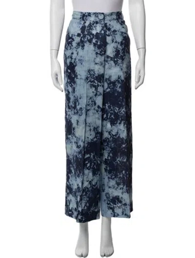 Pre-owned Silvia Tcherassi Linen Wide Leg Pants In Blue