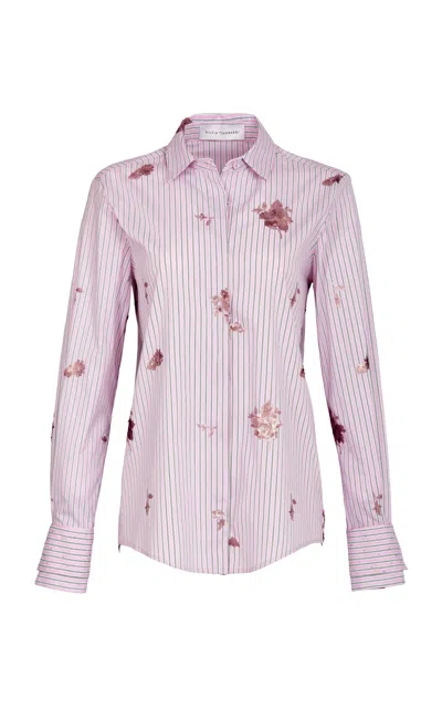Silvia Tcherassi Linette Cotton-blend Striped Blouse In Pink