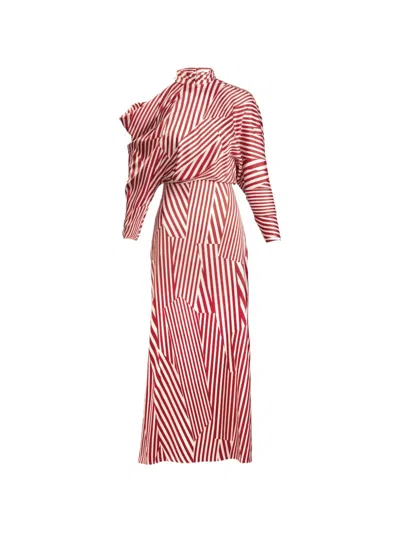 Silvia Tcherassi Lisa Striped Midi Dress In Red