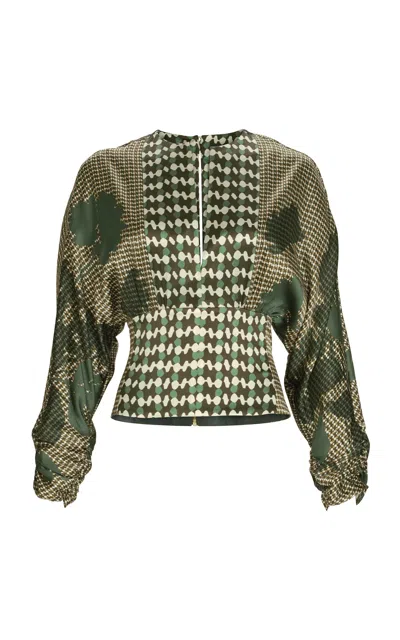 Silvia Tcherassi Lizzy Abstract Printed Silk Top In Multi