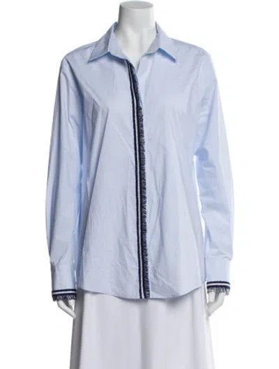 Pre-owned Silvia Tcherassi Long Sleeve Button-up Top In Blue