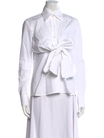 Pre-owned Silvia Tcherassi Long Sleeve Button-up Top In White