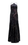 Silvia Tcherassi Lottise Floral Drop Waist Gown In Black