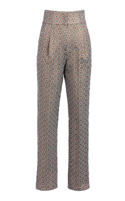 Silvia Tcherassi Luca Metallic Jacquard Trousers In Multi