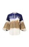 Silvia Tcherassi Lucaya Flare-sleeve Cotton Top In Multi