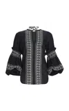 Silvia Tcherassi Lucaya Linen-blend Top In Navy