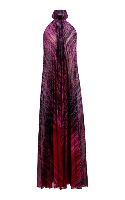 Silvia Tcherassi Lucia Halter Maxi Dress In Burgundy